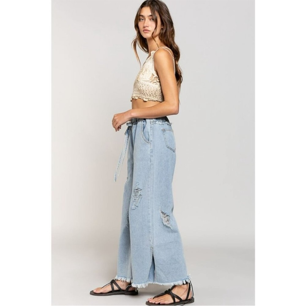 POL Wide Leg Distressed Denim Jeans Size Small - Picture 2 of 6